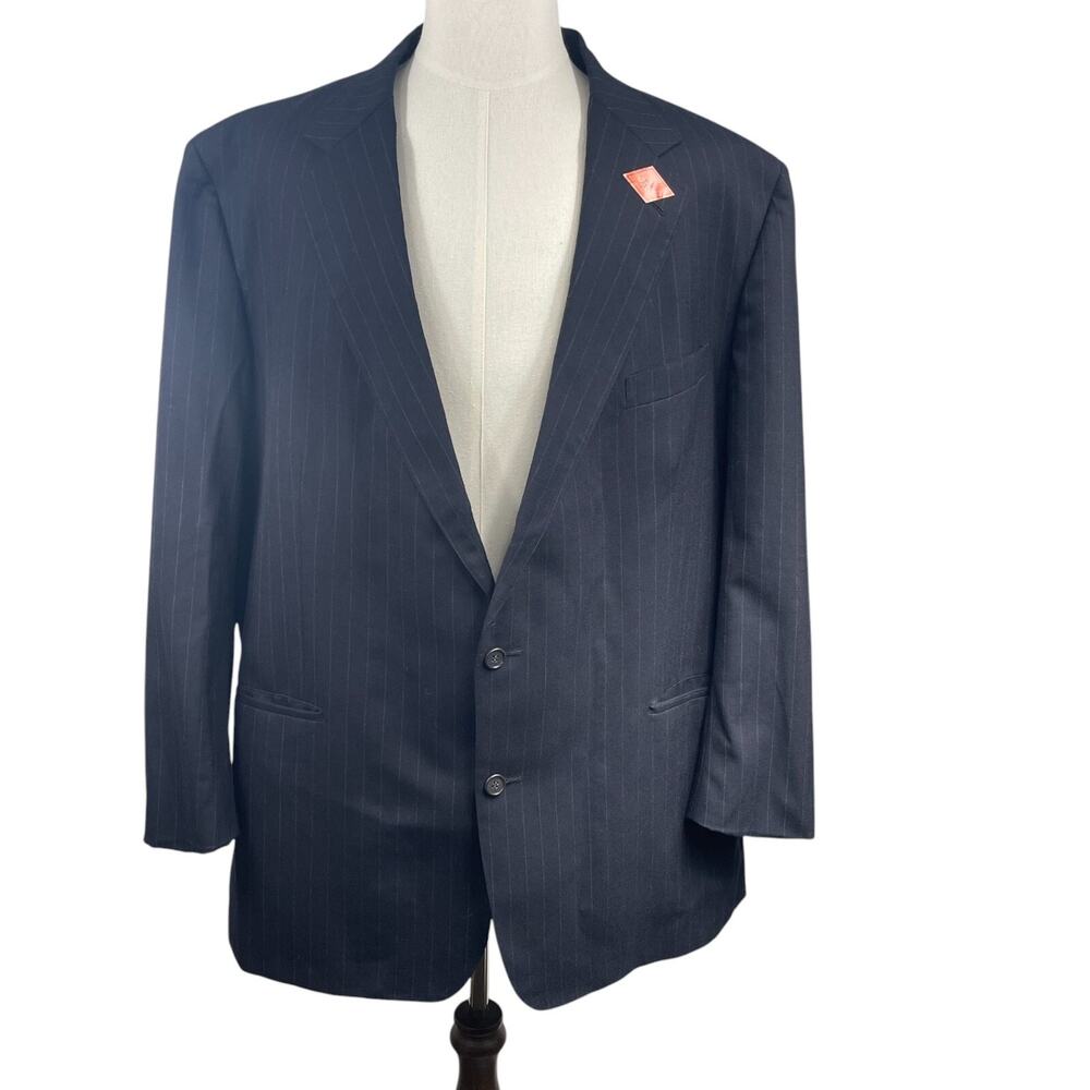 Brooks Brothers 100% Wool Navy Pin Stripe Mens Blazer Sz 50 Union Made in USA